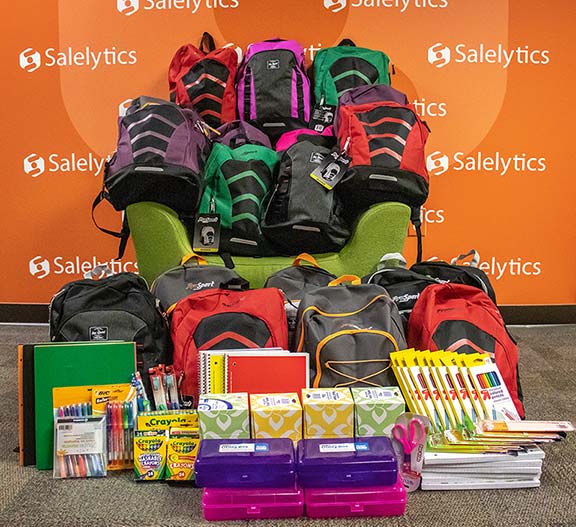 Back To School Supplies / Backpacks.  Salelytics filled backpacks to help those employees who may need some assistance with back to school shopping. 